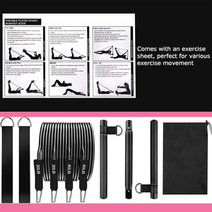 Pilates Bar Suit With Multifunction Resistance Band Pulling Rope Yoga Fitness